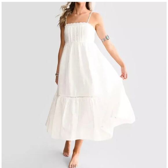 Billabong X Wrangler Peachy Keen Eyelet Lace Midi Dress SZ M - Picture 1 of 10